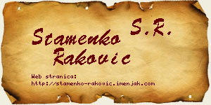 Stamenko Raković vizit kartica